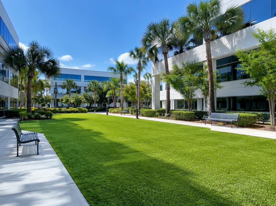 Commercial artificial turf green space at a Tampa office park