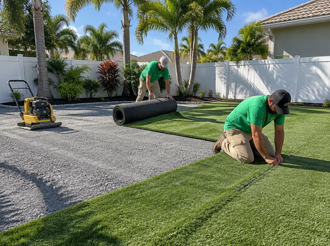 Green Gorilla Turf in-house crew installing custom artificial turf in Hillsborough County